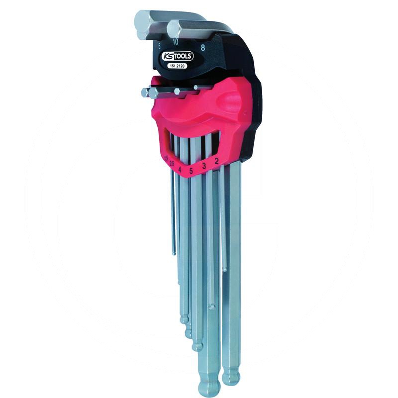 Zdjęcie 1: KS Tools CLASSIC Zest.kluczy imbusowych 6kątnych z kulką, długich, 9-częśćiowy, 1,5-10mm