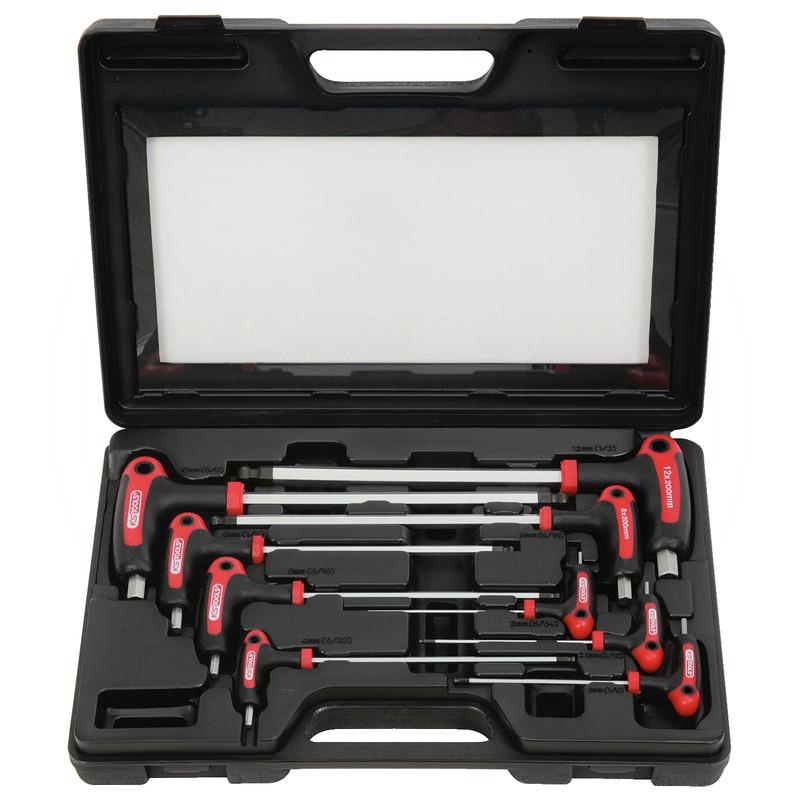 Zdjęcie 1: KS Tools ERGOTORQUE+Zest kluczy imbus 6-katnychz glow kulk i uchwytem T, 9-szt., 2-12mm