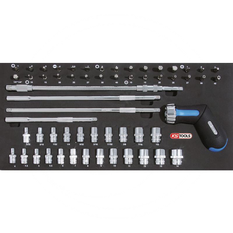 Zdjęcie 1: KS Tools GEAR+ Zestaw wkretaków grzechotkowych,58-szt., 1/4"
