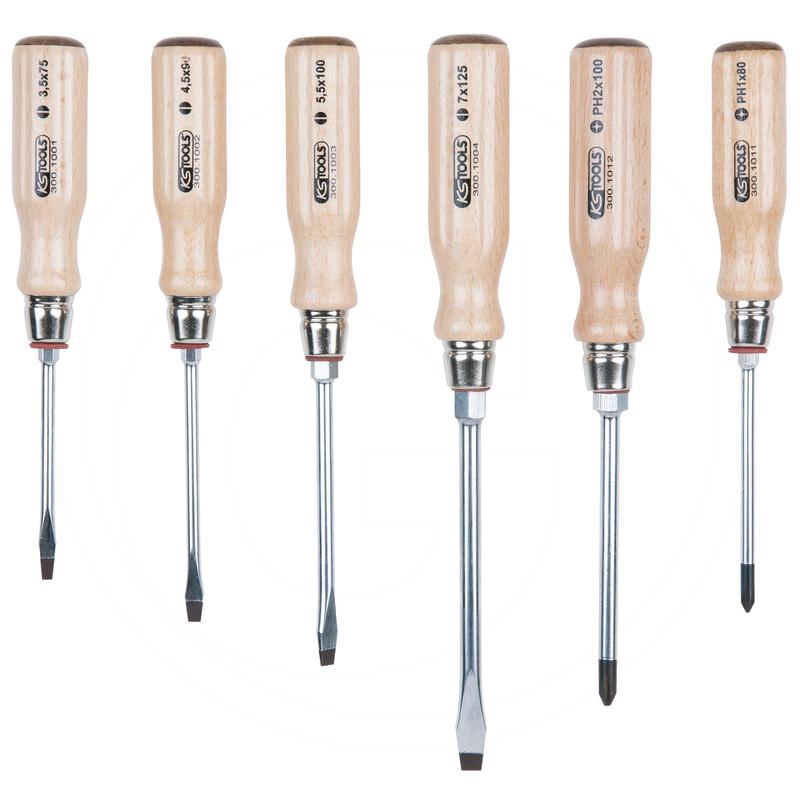 Zdjęcie 1: KS Tools ERGOTORQUE® WOOD Zestaw wkretaków ,6-szt., PH+szczelina