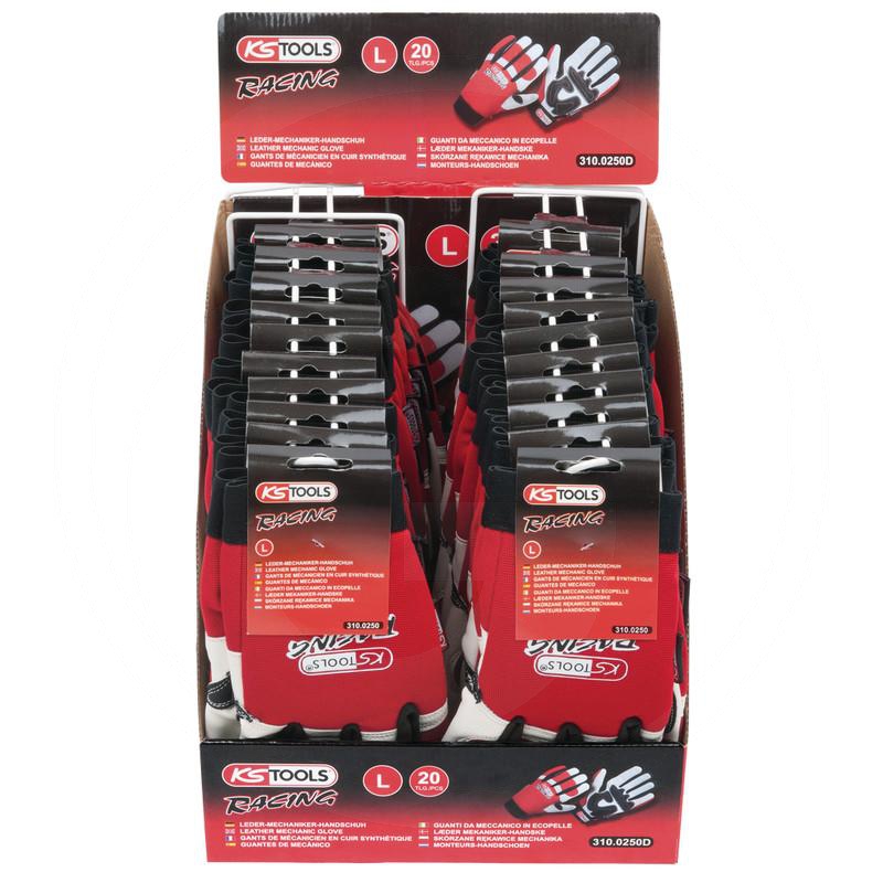 Zdjęcie 1: KS Tools Skórzane rekawice mechanika, display, L, 20 para
