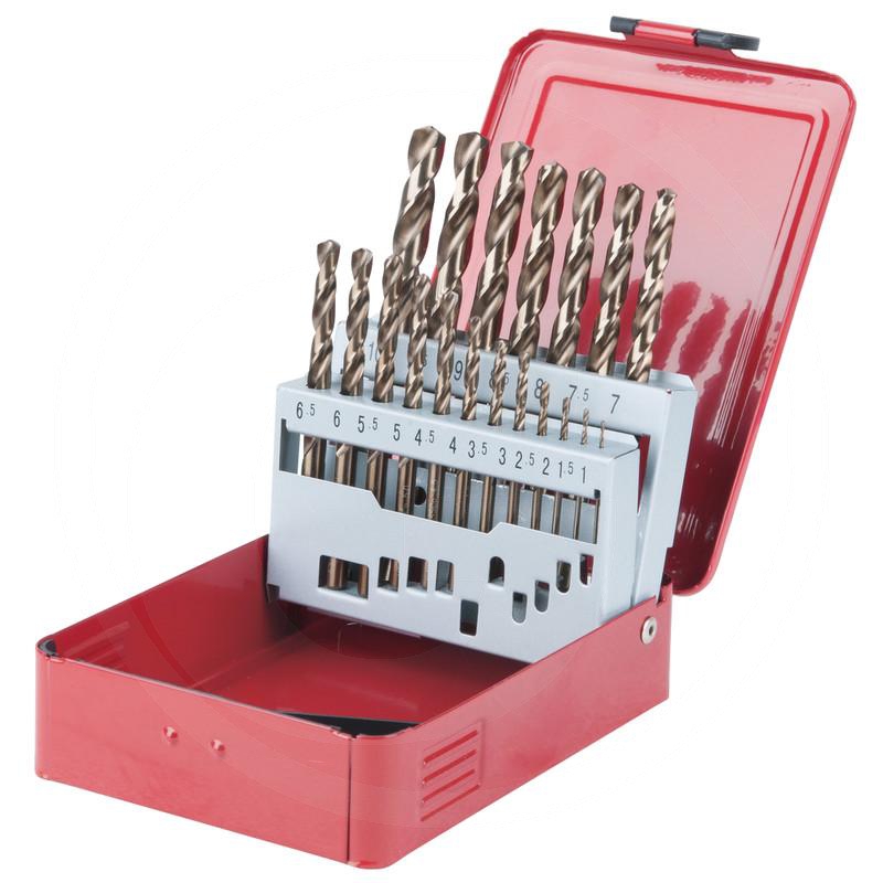 Zdjęcie 1: KS Tools HSS-G Co5 Zest wierteł spiralnych w opak z blachy stalowej, 19-szt., 1-10mm