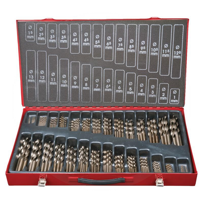 Zdjęcie 1: KS Tools HSS-G Co5 Zest wierteł spiralnychw skrzynce z blachy stal. 230szt 1-13mm