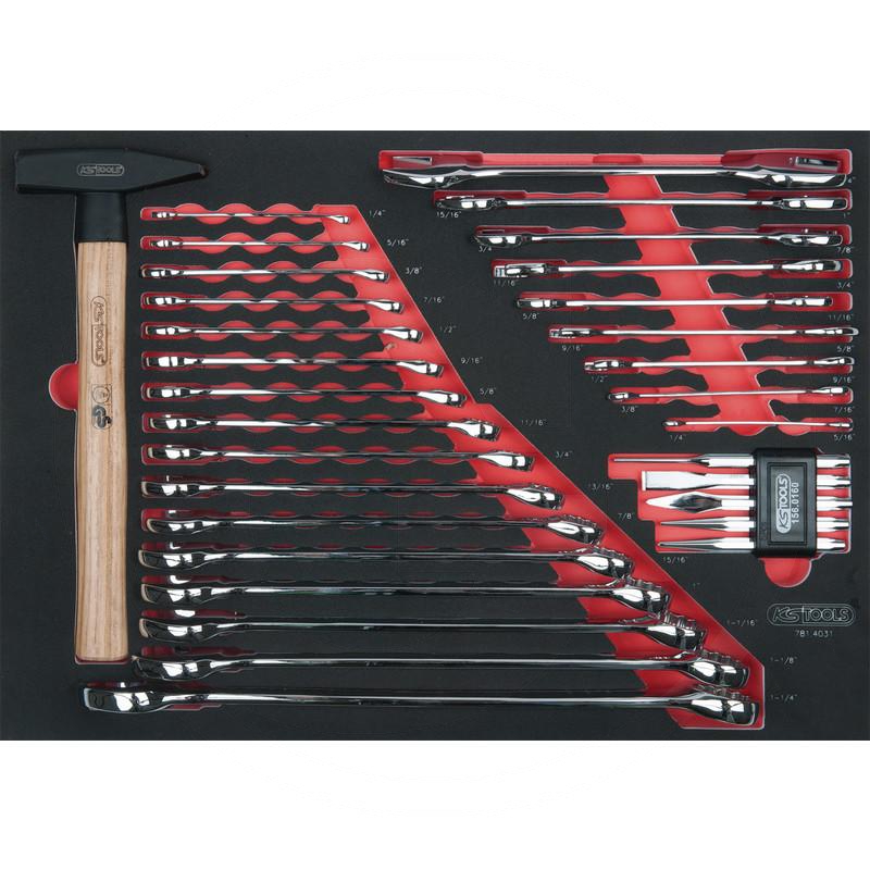 Zdjęcie 1: KS Tools CLASSIC Zestaw kluczy, młotka i wybijaków, 31-cz., wkładka systemowa 1/1