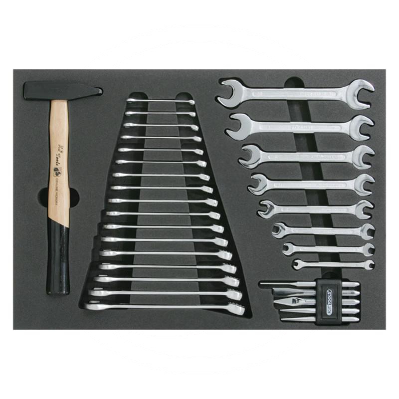 Zdjęcie 1: KS Tools CLASSIC Zestaw kluczy, młotka i wybijaków, 31-cz., wkładka systemowa 1/1