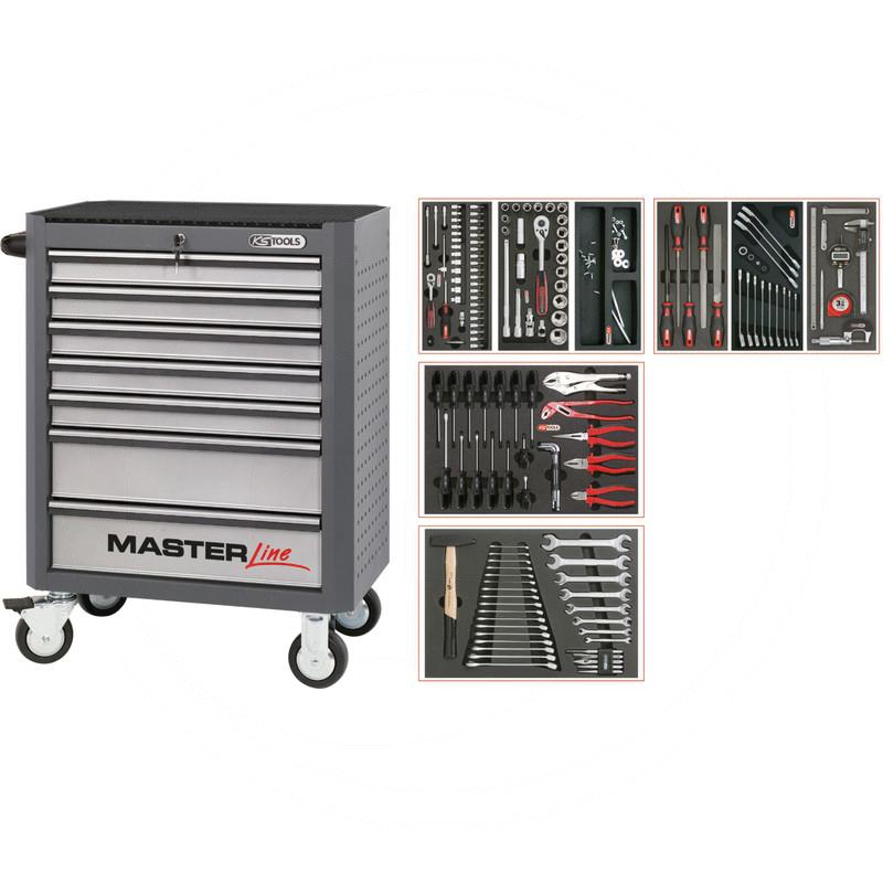 Zdjęcie 1: KS Tools MASTERline EXTENDED Zestaw wózka warszt157-cz., z 7 szufladami, szary/srebrny