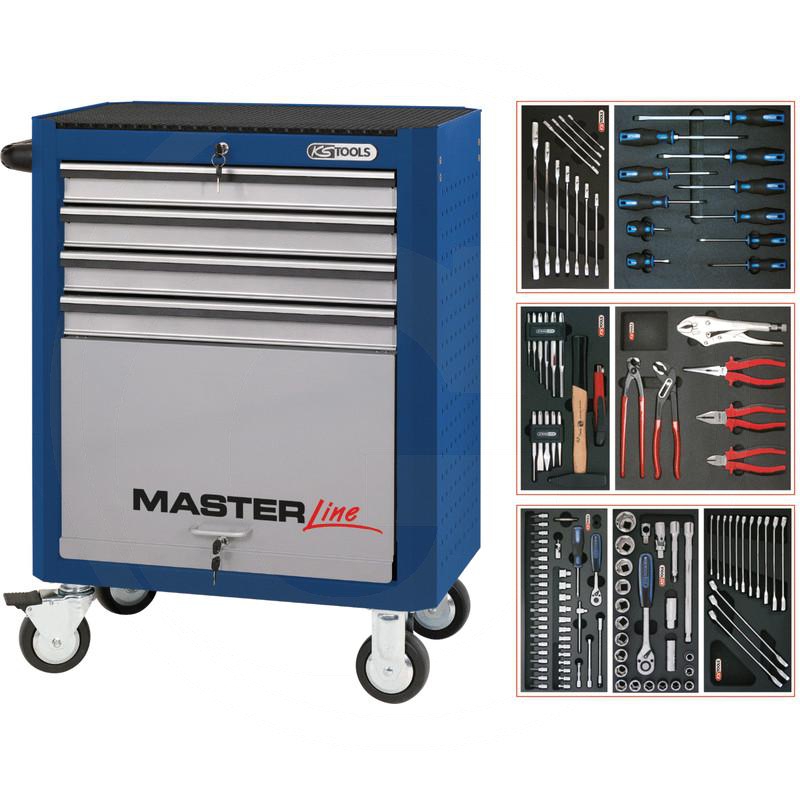 Zdjęcie 1: KS Tools MASTERline STARTER Zestaw wózka warsztat 125cz,z4 szufladami,niebieski/srebrny
