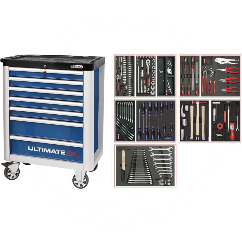 Zdjęcie 1: KS Tools ULTIMATEline BODYWORK Zest wózka warszt156cz, z 7 szufladami, niebieski/srebrny