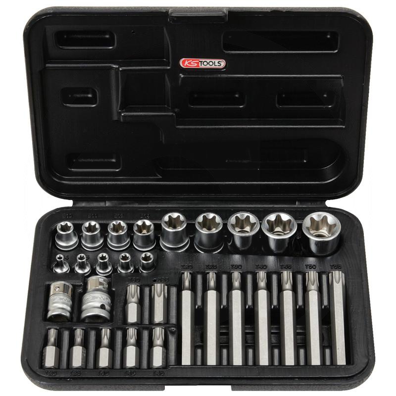 Zdjęcie 1: KS Tools Zestaw kluczy nasadowych TX i bitów,30-szt., 1/4"+3/8"+1/2"