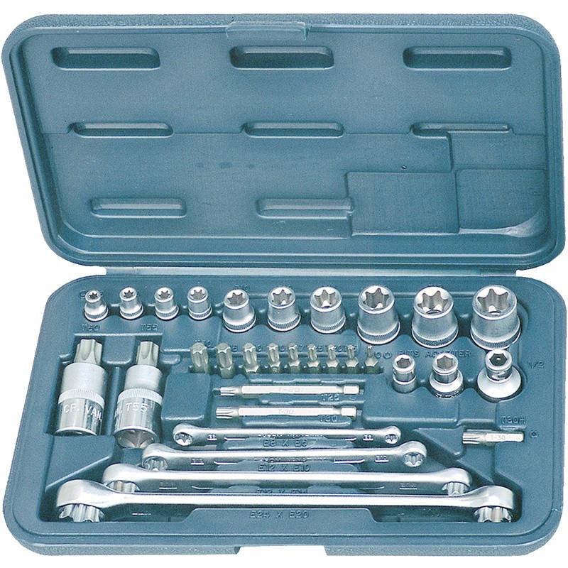 Zdjęcie 1: KS Tools Zestaw kluczy nasadowych TX, 31-szt.,1/4"+3/8"+1/2"