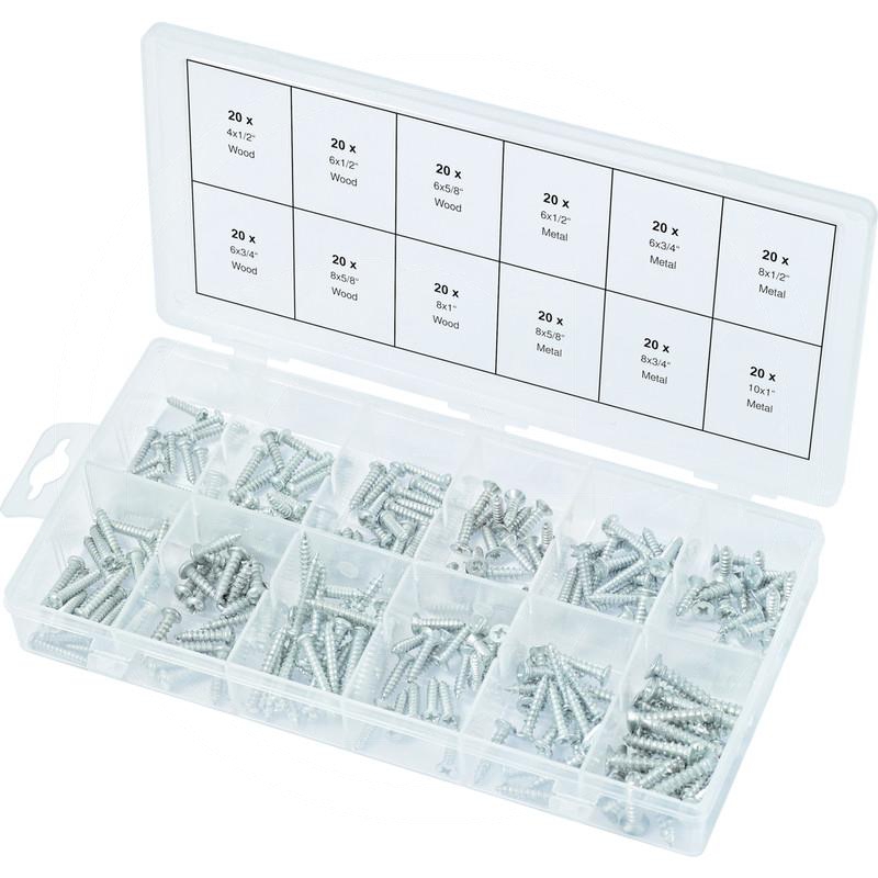 Zdjęcie 1: KS Tools Sortiment Metall + Holzschrauben, selbstschneidend, 240-tlg.
